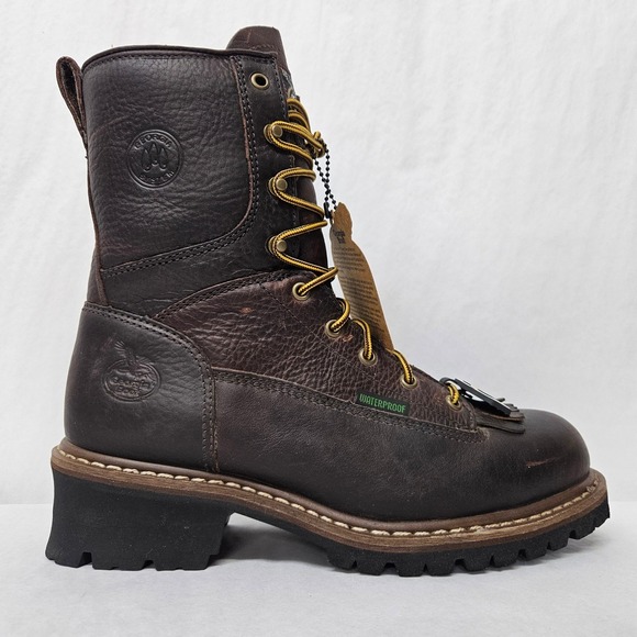 Georgia Boot Logger Work Boots Waterproof Steel Toe G7313 Brown Leather Mens 8.5 main image 9